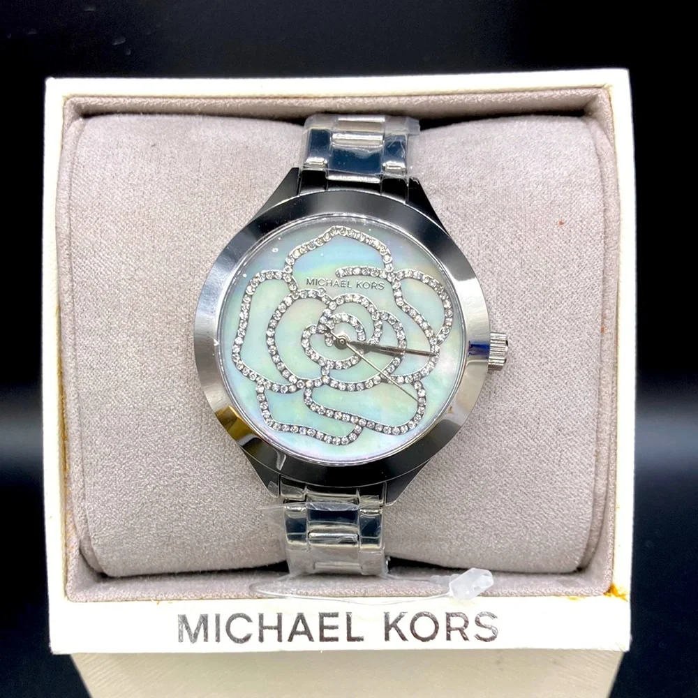 SHIPS TODAY 🎁💕 Holiday SALE⚡️Michael Kors Mother of Pearl Silver Watch - Picture 1 of 6